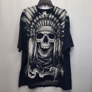 Men's Size 3XL Skull Chieftain Native American AOP Short Sleeve T-shirt